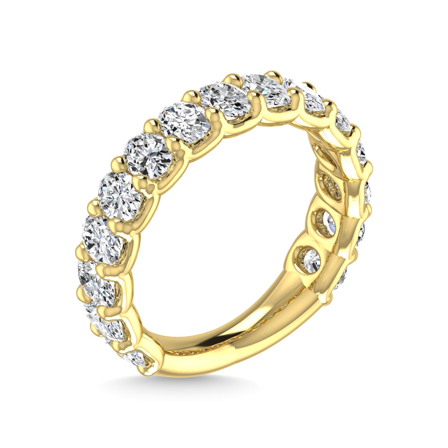 18K Yellow Gold 3 CT Tw. Oval Shape Lab Grown Diamond Three Forth Eternity Band