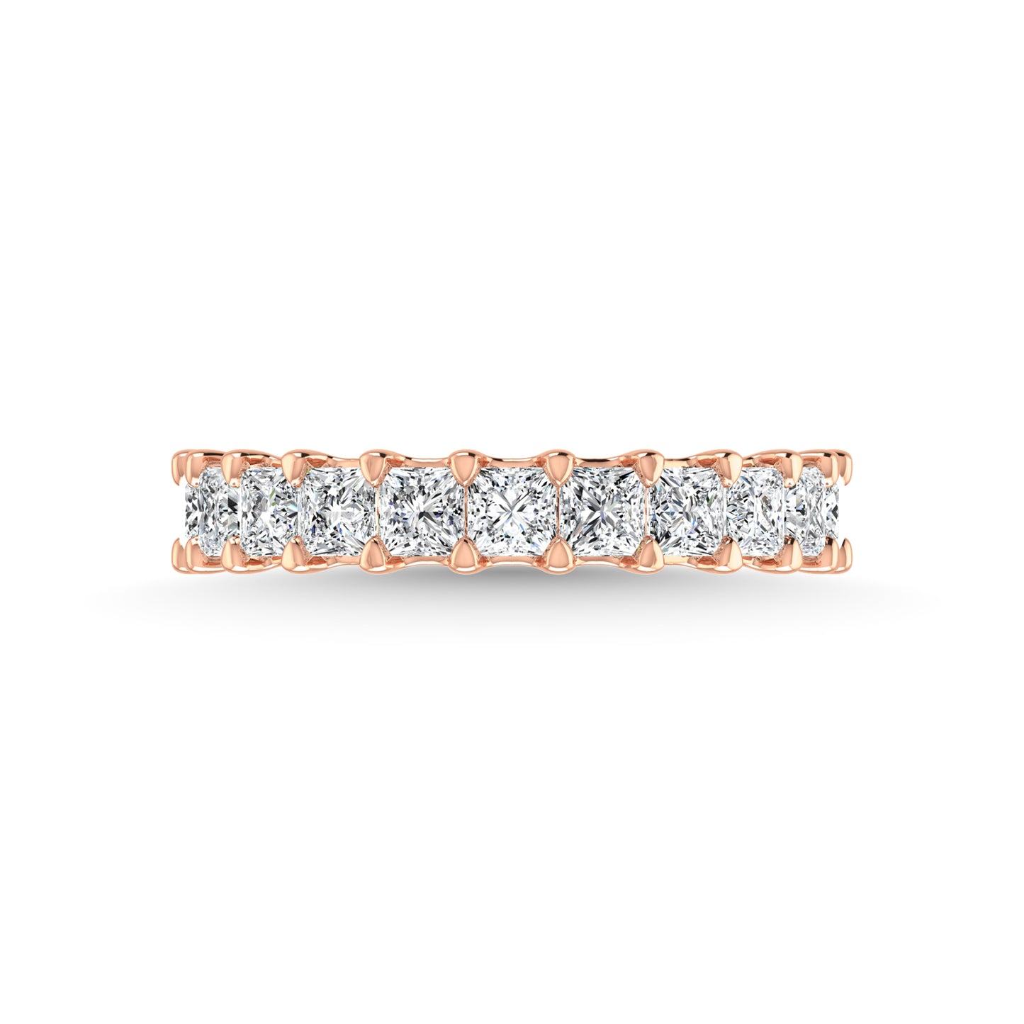 14K Rose Gold  4 1/4 CT Tw. Princess Shape Lab Grown Diamond Three Forth Eternity Band