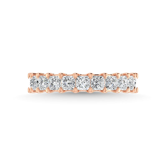 14K Rose Gold  2 1/2 CT Tw. Princess Shape Lab Grown Diamond Three Forth Eternity Band