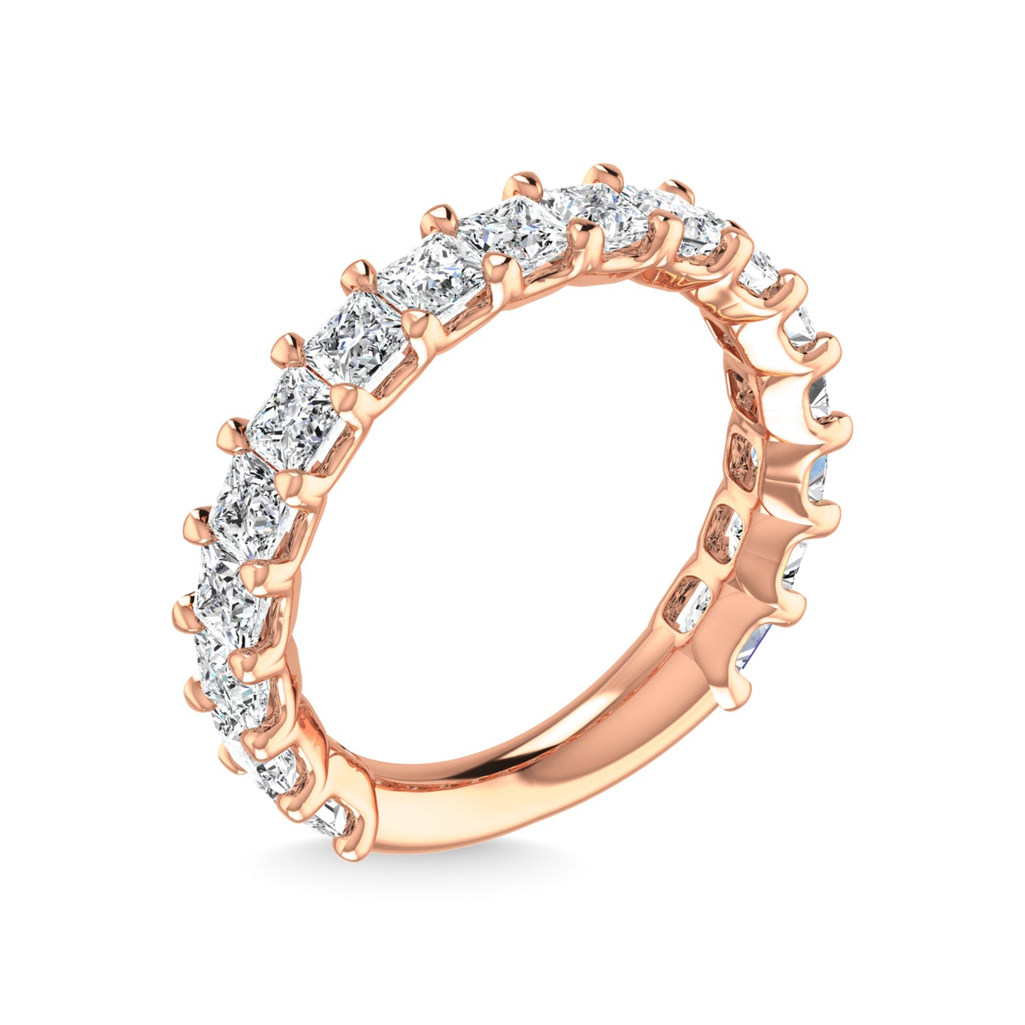 18K Rose Gold  6 7/8 CT Tw. Princess Shape Lab Grown Diamond Three Forth Eternity Band