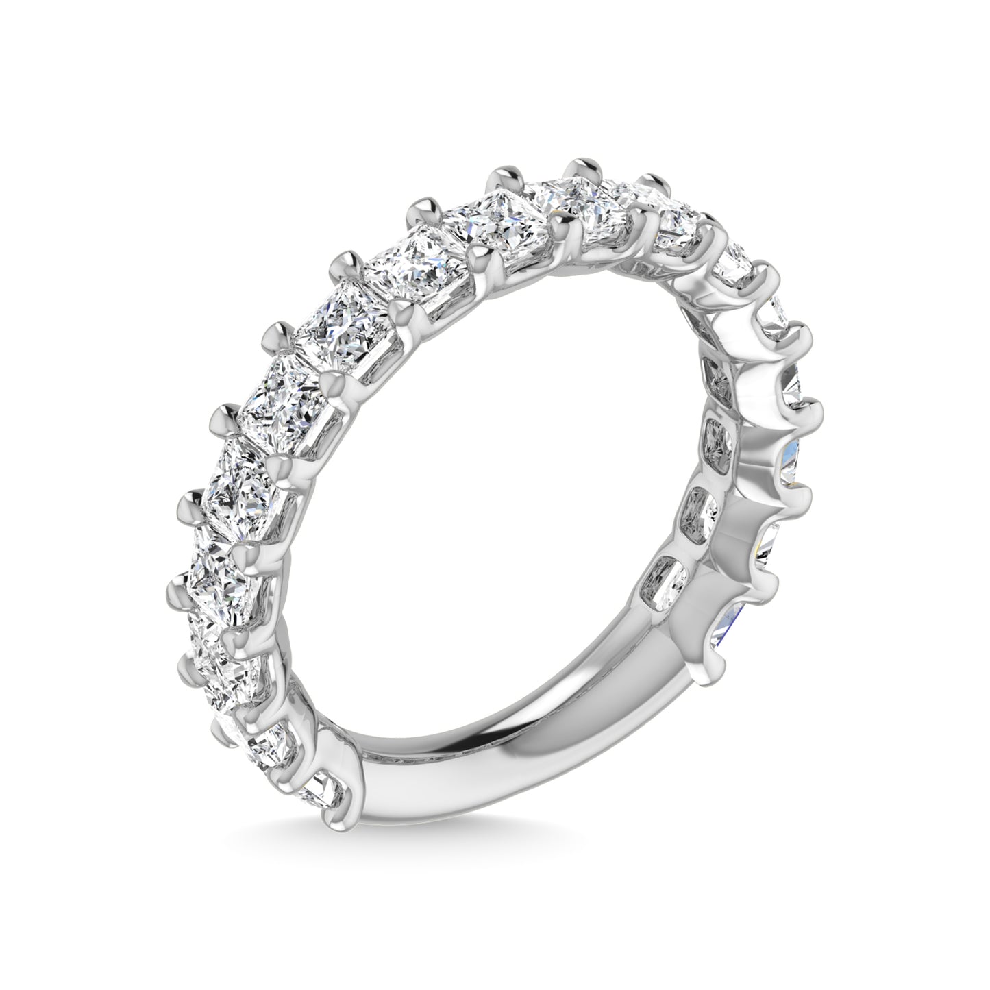 14K White Gold 4 1/6 CT Tw. Princess Shape Lab Grown Diamond Three Forth Eternity Band