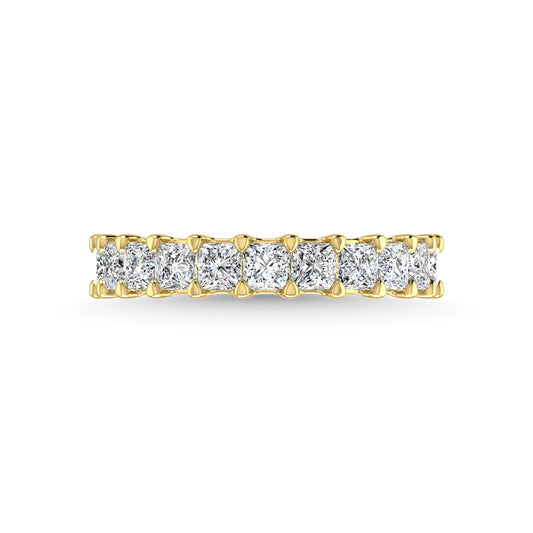 18K Yellow Gold 4 1/6 CT Tw. Princess Shape Lab Grown Diamond Three Forth Eternity Band