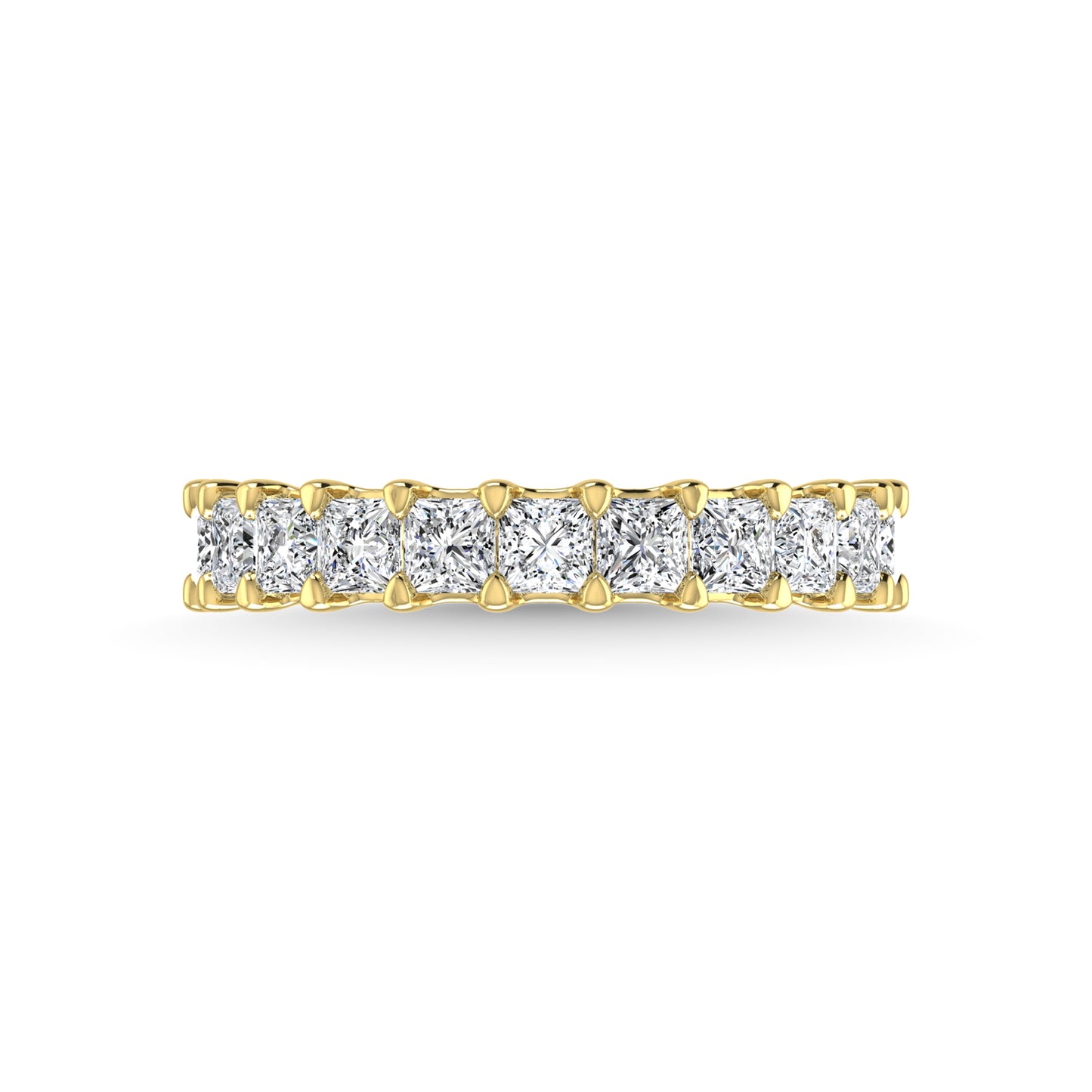 18K Yellow Gold 6 7/8 CT Tw. Princess Shape Lab Grown Diamond Three Forth Eternity Band