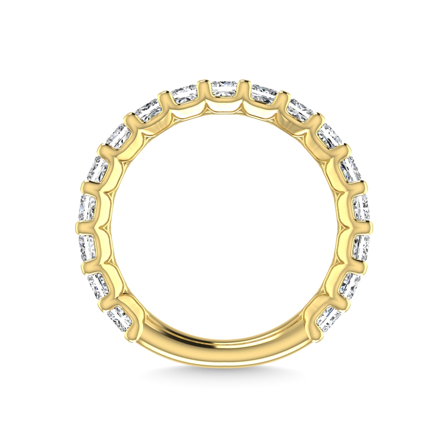 14K Yellow Gold 1 7/8 CT Tw. Princess Shape Lab Grown Diamond Three Forth Eternity Band