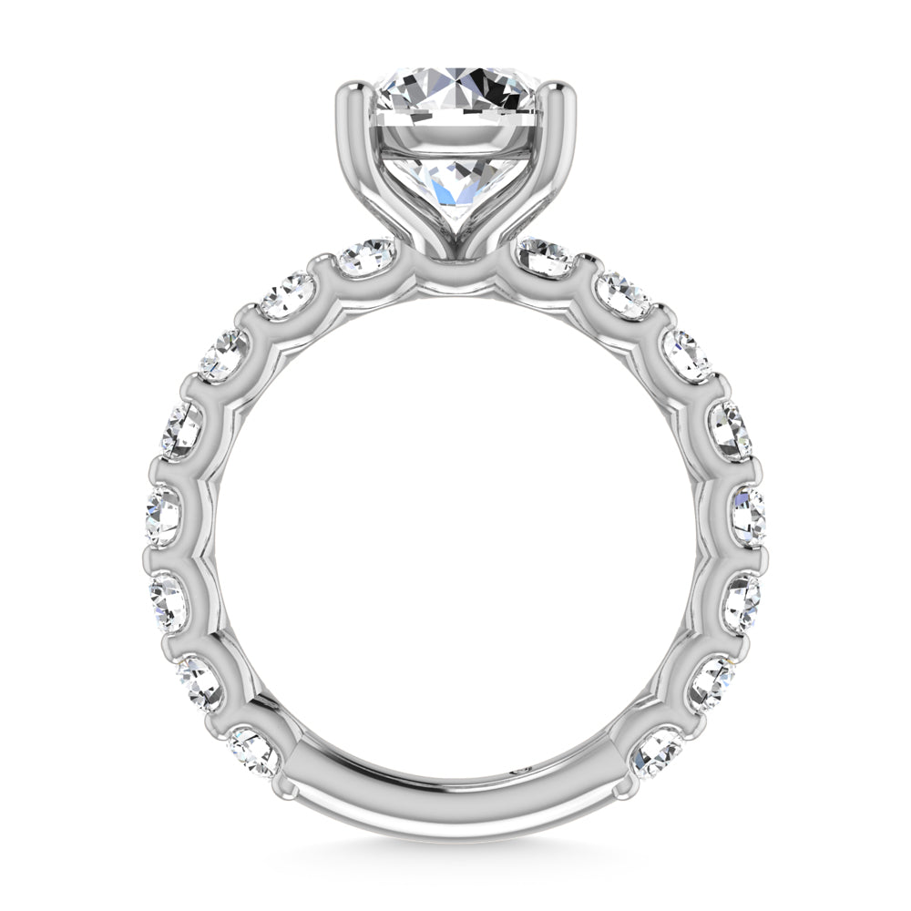 14K White Gold Lab Grown Diamond  3 1/3 Ct.Tw. Round Shape Three Forth Engagement Ring (Center  2CT)