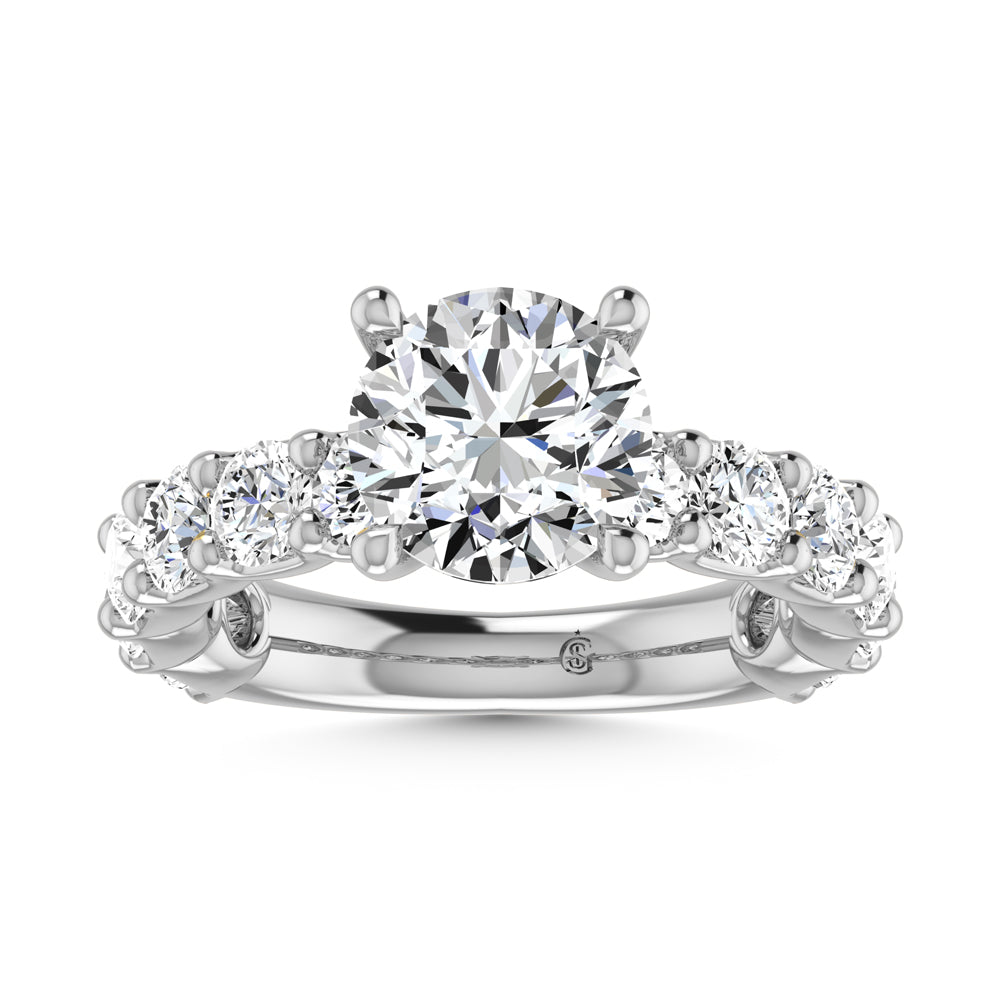 14K White Gold Diamond 4 Ct.Tw. Round Shape Three Forth Engagement Ring With Center 2 ctw