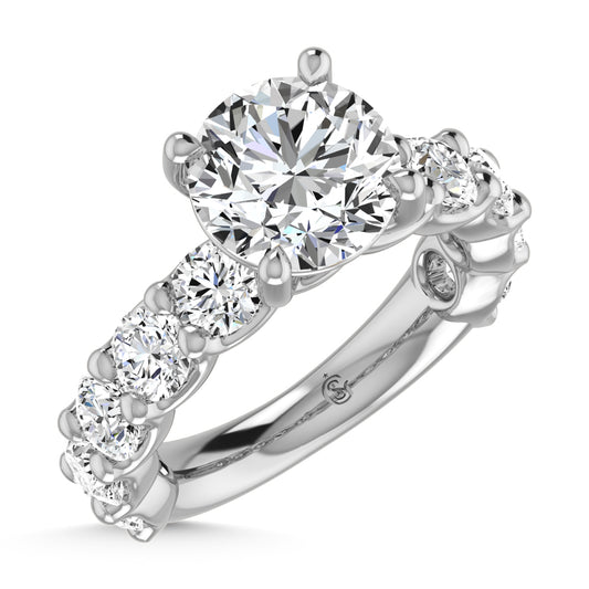 14K White Gold Lab Grown Diamond  6 1/3 Ct.Tw. Round Shape Three Forth Engagement Ring (Center  3CT)