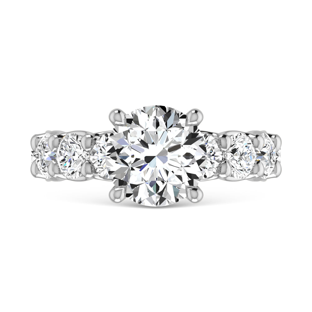 14K White Gold Lab Grown Diamond  6 1/3 Ct.Tw. Round Shape Three Forth Engagement Ring (Center  3CT)