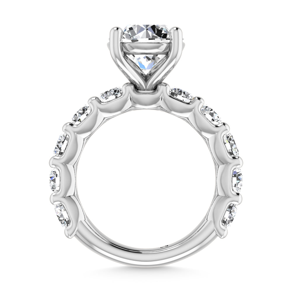 14K White Gold Lab Grown Diamond  6 1/3 Ct.Tw. Round Shape Three Forth Engagement Ring (Center  3CT)