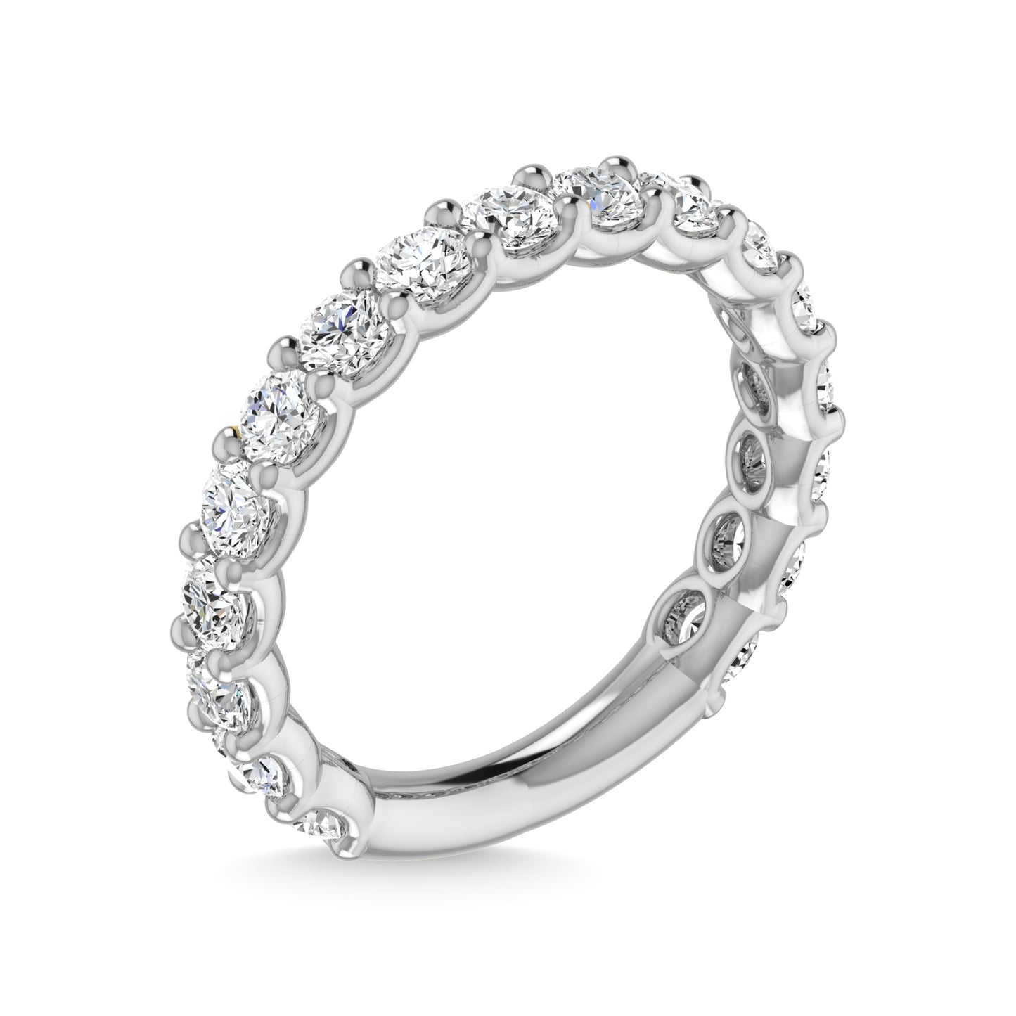 14K White Gold lab Grown Diamond 1 3/8 Ct.Tw. Round Shape Three Forth way Wedding Band