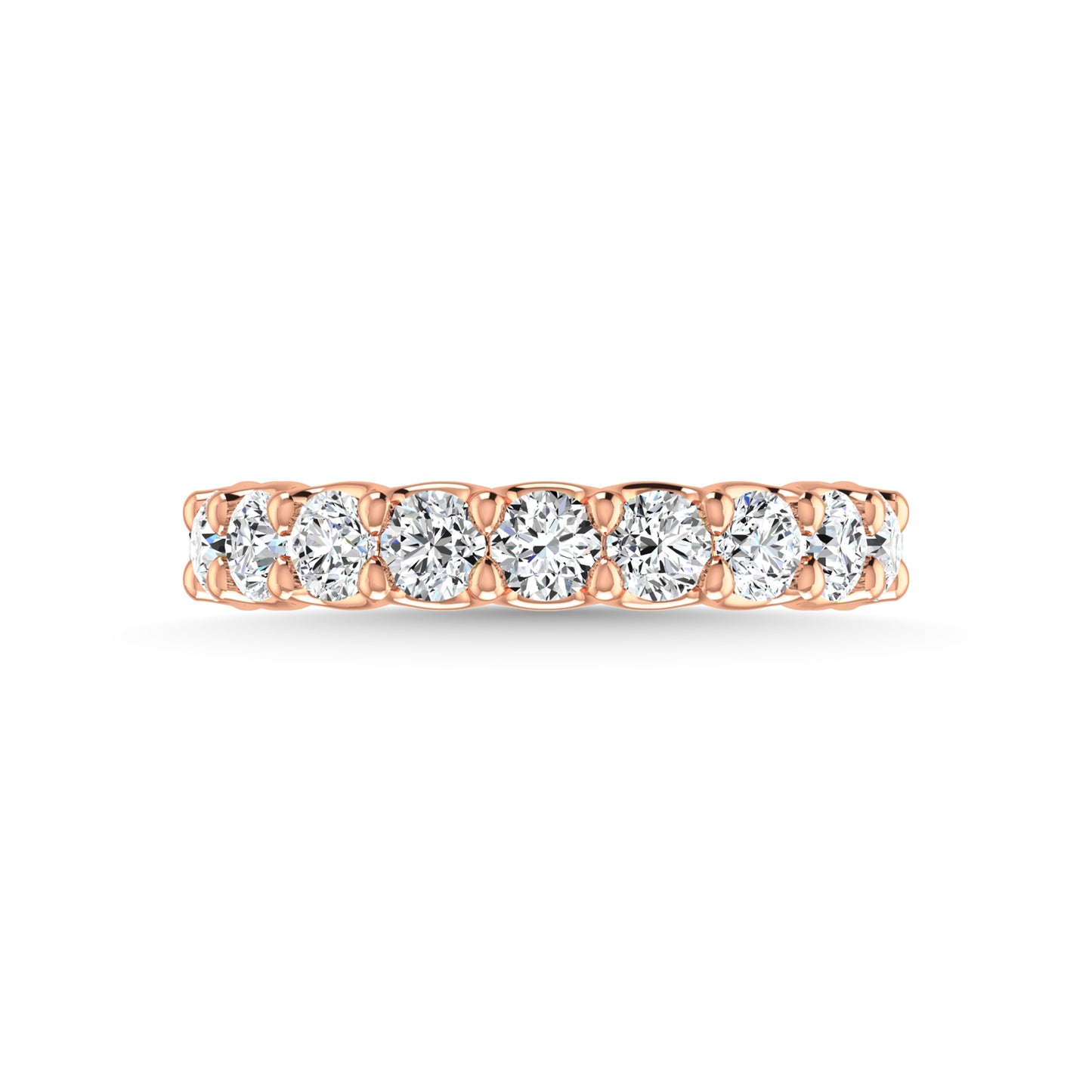 14K Rose Gold  2 5/8 CT Tw. Round Shape Lab Grown Diamond Three Forth Eternity Band