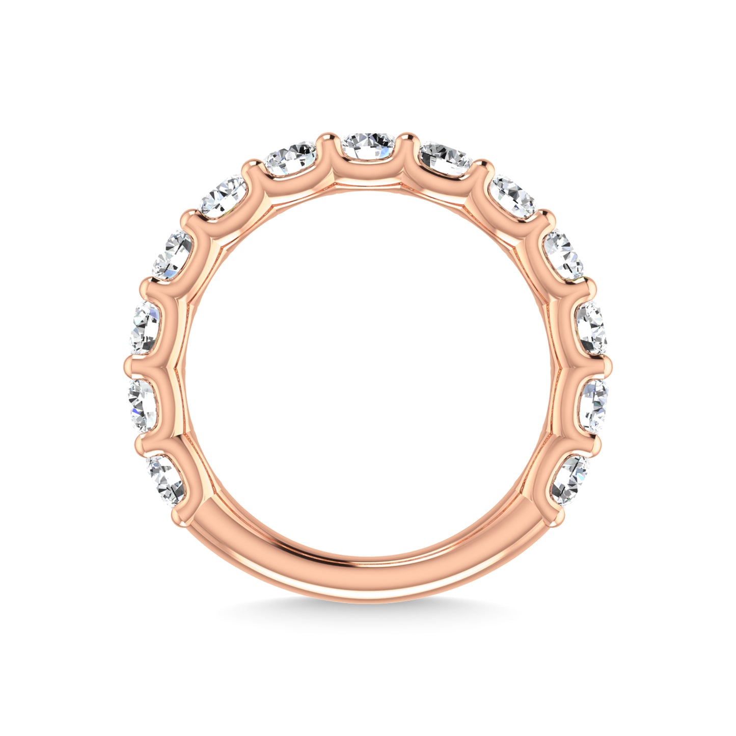 18K Rose Gold  2 1/9 CT Tw. Round Shape Lab Grown Diamond Three Forth Eternity Band