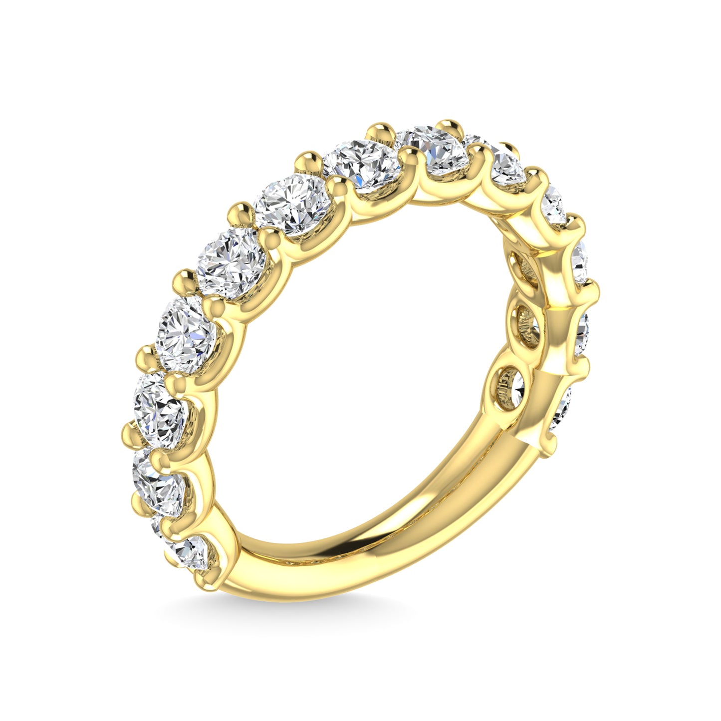 14K Yellow Gold 2 5/8 CT Tw. Round Shape Lab Grown Diamond Wedding Band