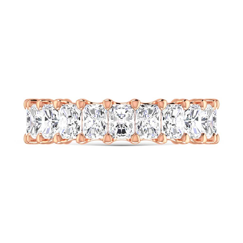 18K Rose Gold  3 3/8 CT Tw.  Radiant Shape Lab Grown Diamond Three Forth Eternity Band
