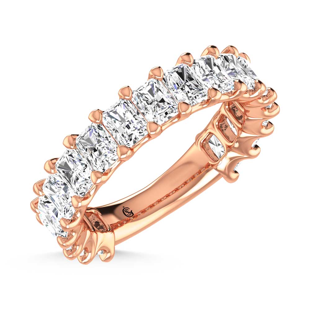 18K Rose Gold  2 3/8 CT Tw.  Radiant Shape Lab Grown Diamond Three Forth Eternity Band