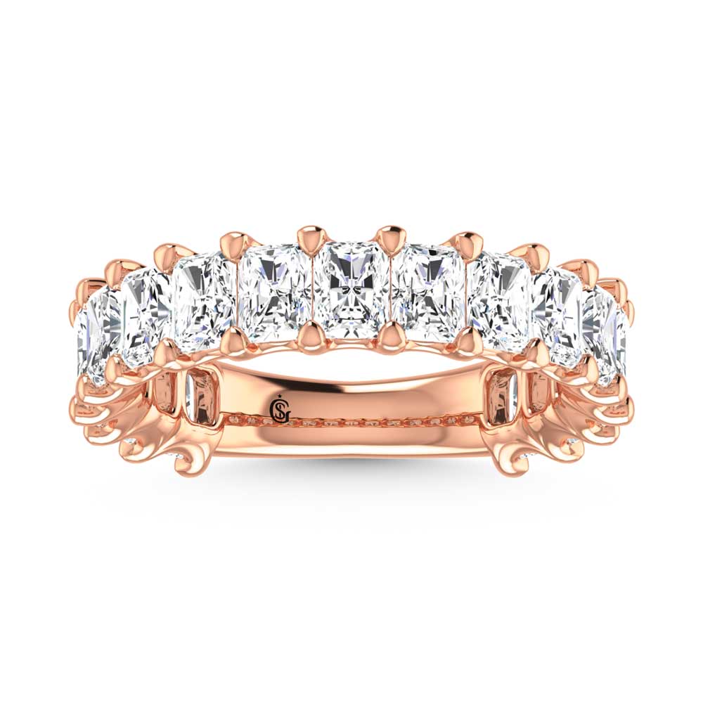 14K Rose Gold  3 3/8 CT Tw.  Radiant Shape Lab Grown Diamond Three Forth Eternity Band