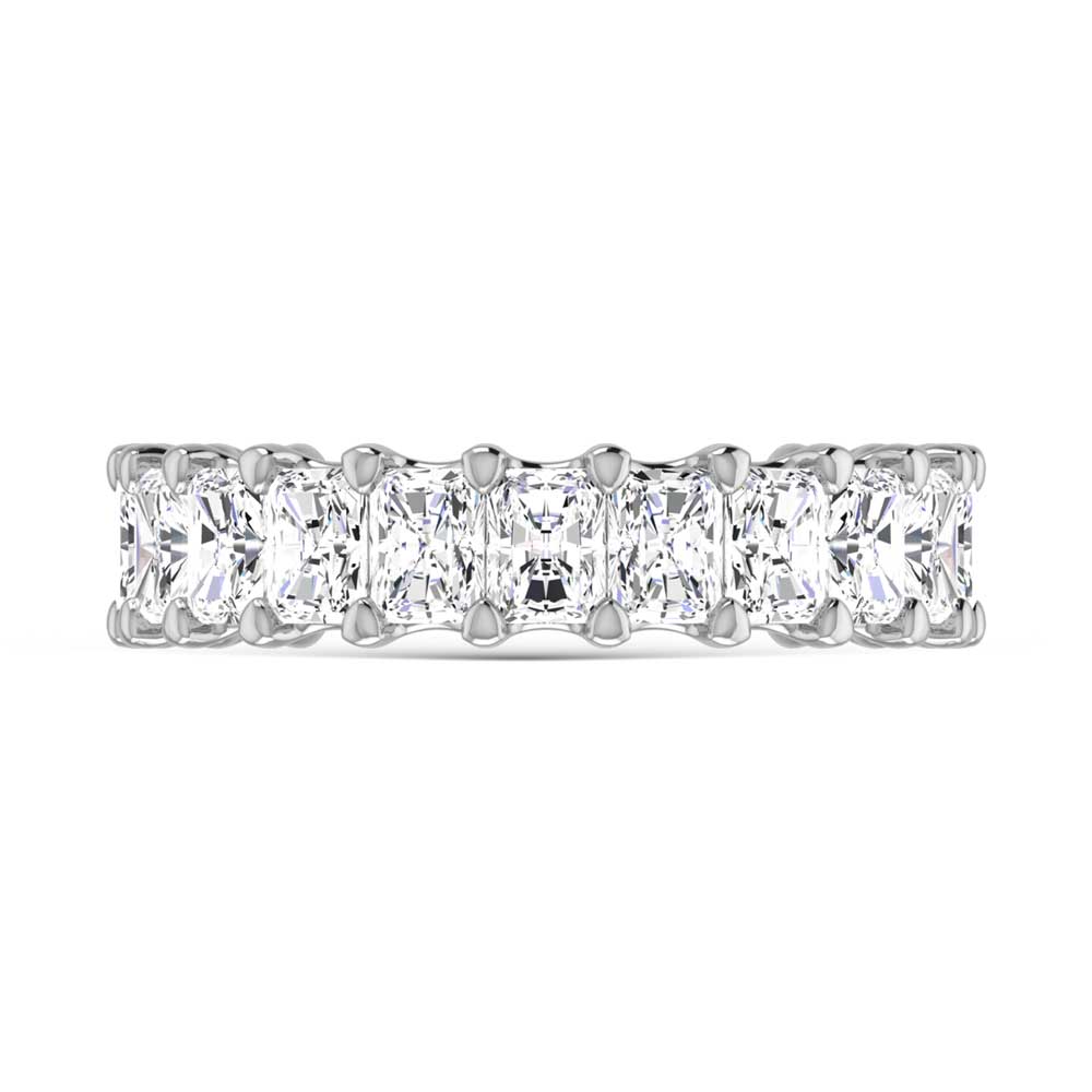 14K White Gold 2 3/8 CT Tw.  Radiant Shape Lab Grown Diamond Three Forth Eternity Band