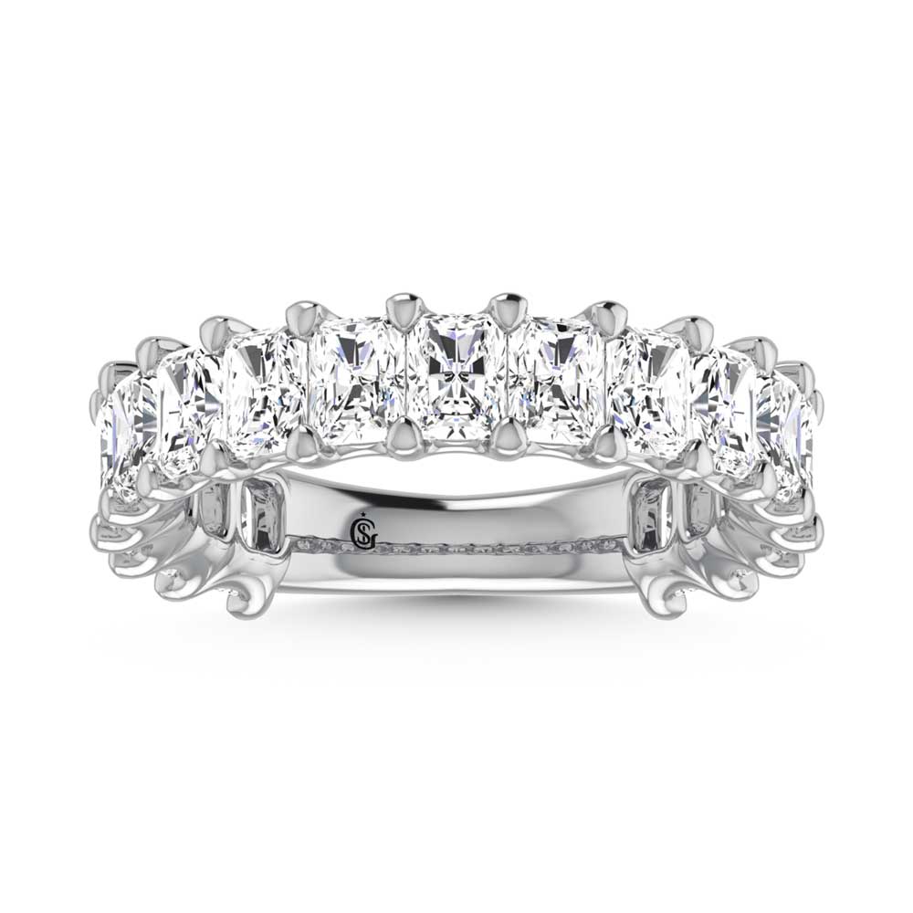 18K White Gold 2 3/8 CT Tw.  Radiant Shape Lab Grown Diamond Three Forth Eternity Band