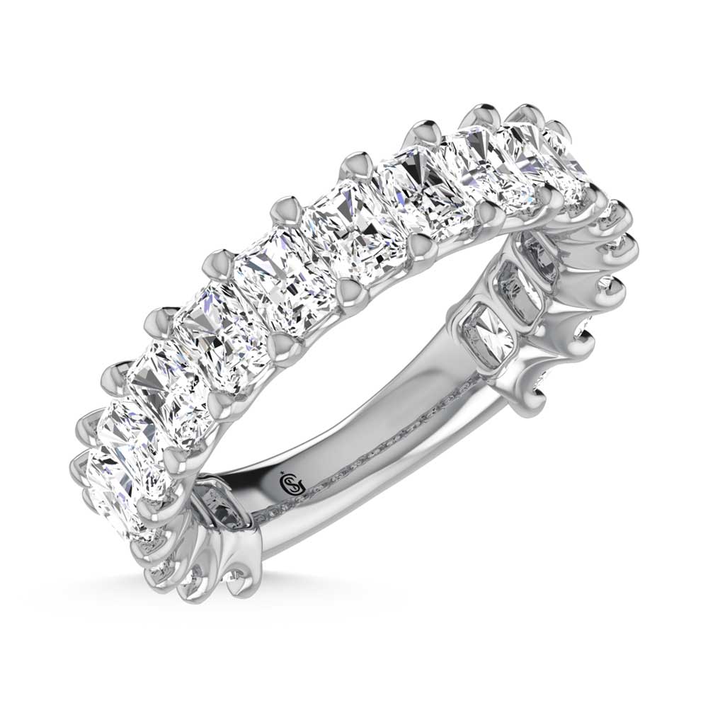 18K White Gold 4 3/4 CT Tw.  Radiant Shape Lab Grown Diamond Three Forth Eternity Band