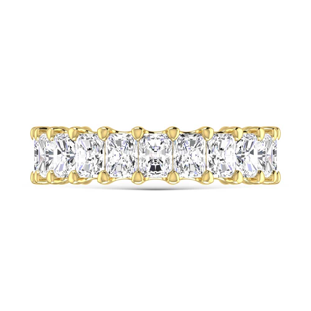 18K Yellow Gold 4 1/4 CT Tw.  Radiant Shape Lab Grown Diamond Three Forth Eternity Band