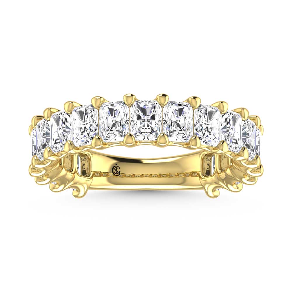 18K Yellow Gold 3 3/8 CT Tw.  Radiant Shape Lab Grown Diamond Three Forth Eternity Band