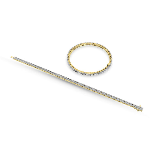 14K Yellow Gold 3 Ct.Tw. Diamond 4 Prong Illusion Tennies Bracelet
