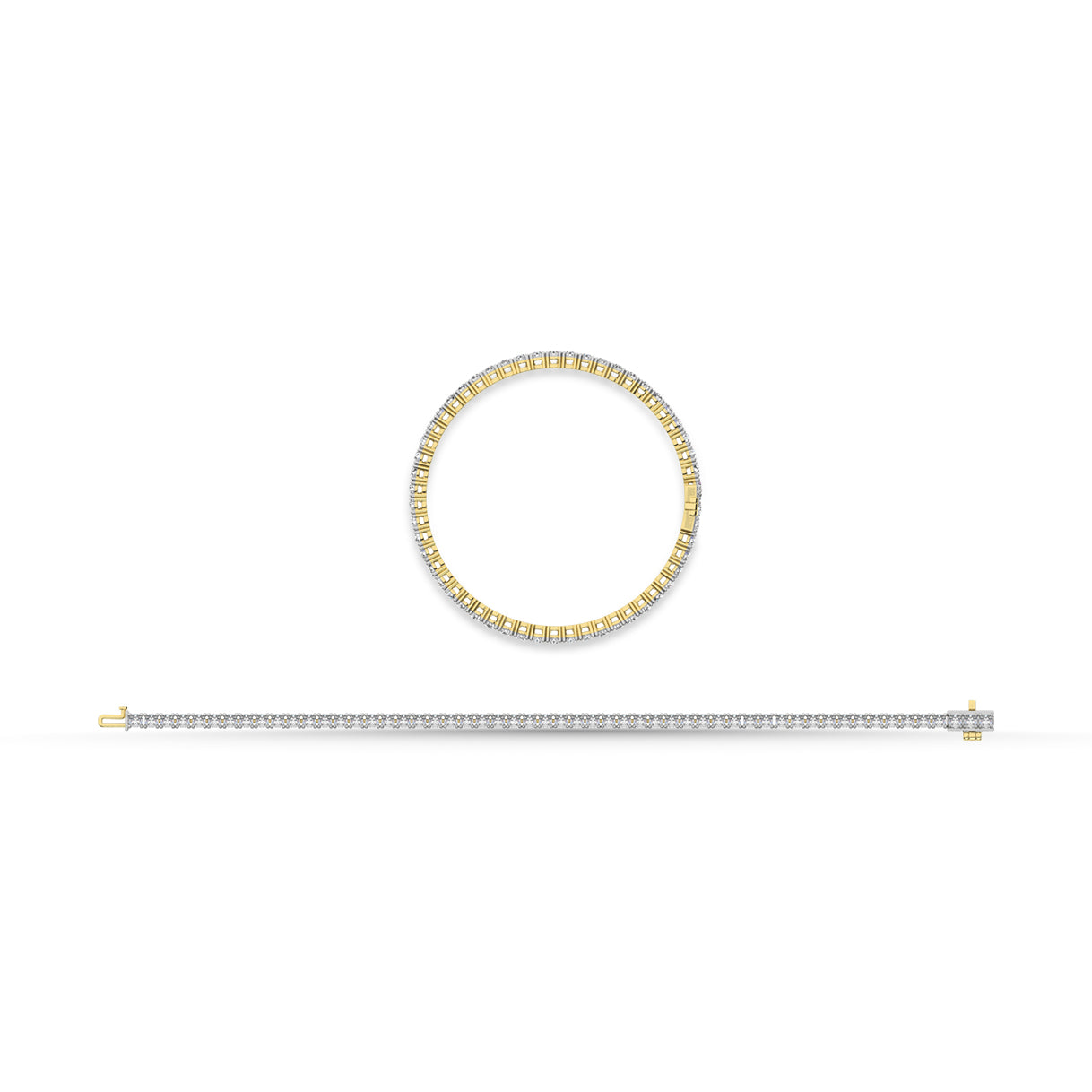14K Yellow Gold 5 1/2 Ct.Tw. Diamond 4 Prong Illusion Tennies Bracelet