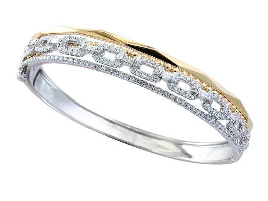 EFFY 14K WHT/YEL DIAMOND BANGLE