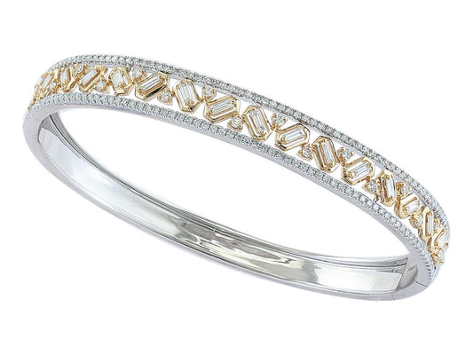 EFFY 14K WHITE and YELLOW GOLD DIAMOND BANGLE