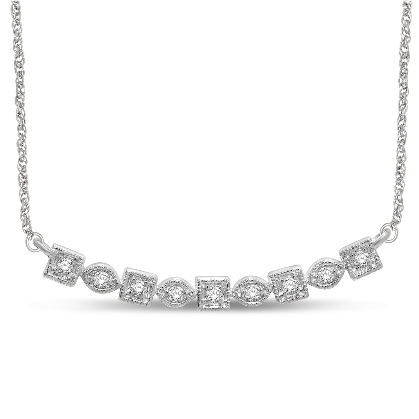14K White Gold 1/6 Ct.Tw. Diamond Stackable Necklace