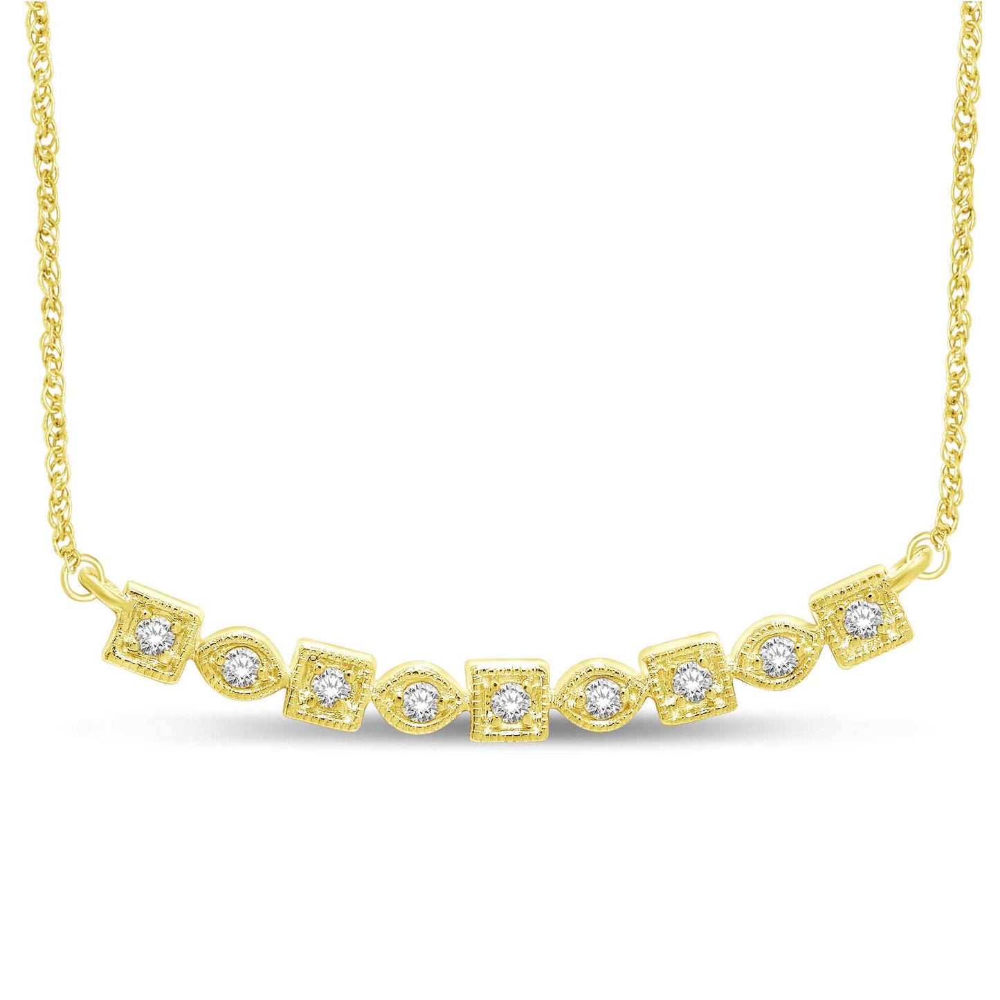 14K Yellow Gold 1/6 Ct.Tw. Diamond Stackable Necklace