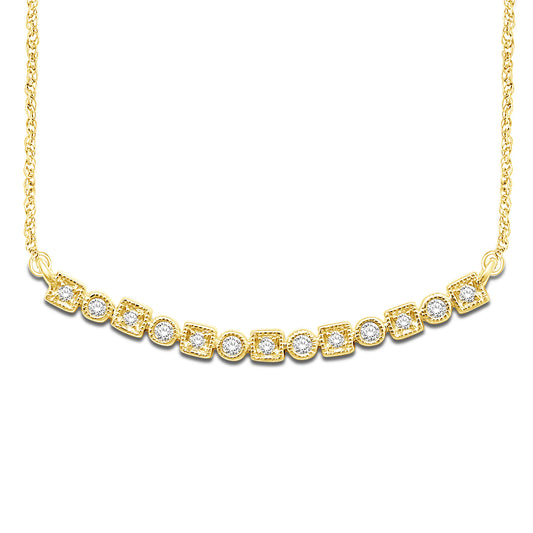 14K Yellow Gold 1/8 Ct.Tw. Diamond Stackable Necklace