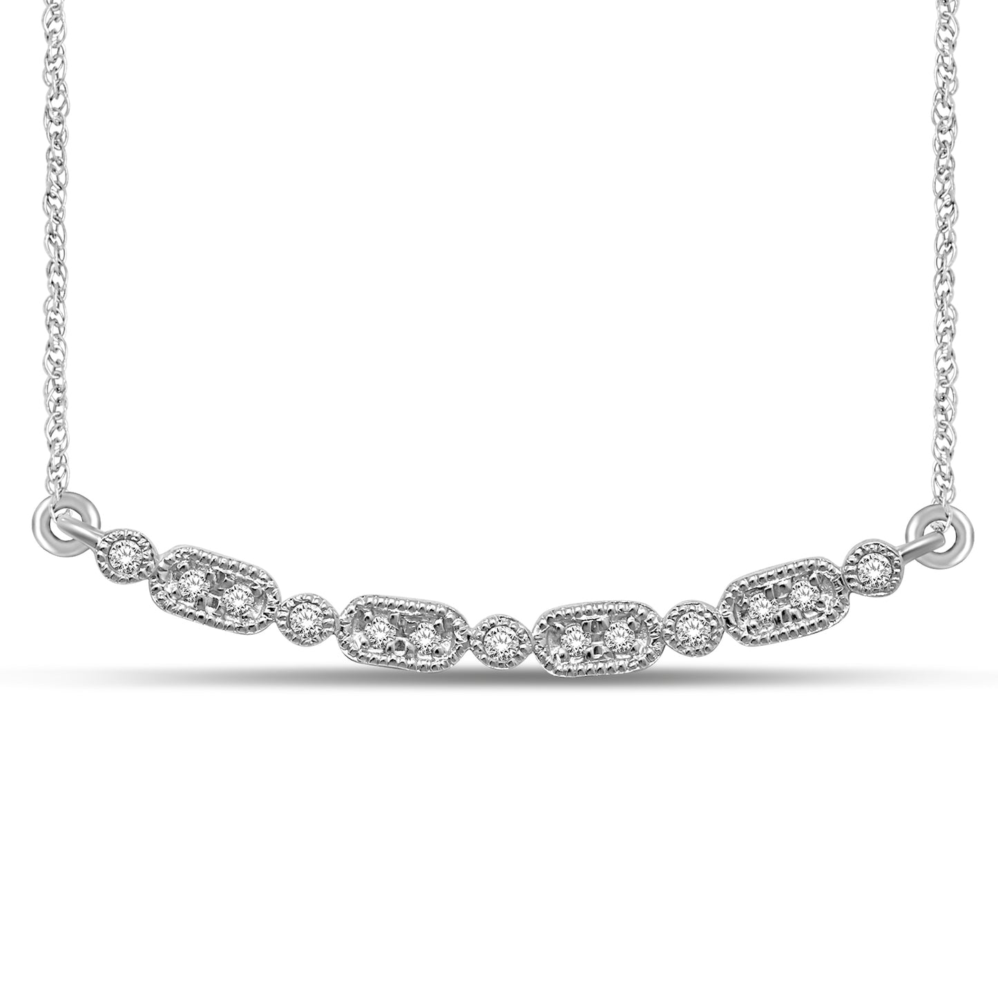 14K White Gold 1/10 Ct.Tw. Diamond Stackable Necklace