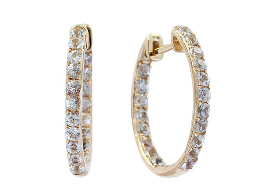EFFY 14K YELLOW GOLD ,WHITE SAPPHIRE EARRINGS