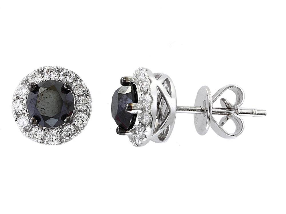 EFFY 14K WHITE GOLD DIAMOND,BLACK DIAMOND EARRINGS