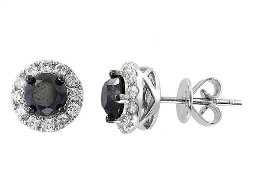 EFFY 14K WHITE GOLD DIAMOND,BLACK DIAMOND EARRINGS