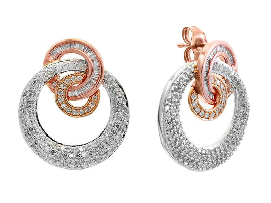 EFFY 14K-W/Y/R DIAMOND EARRINGS