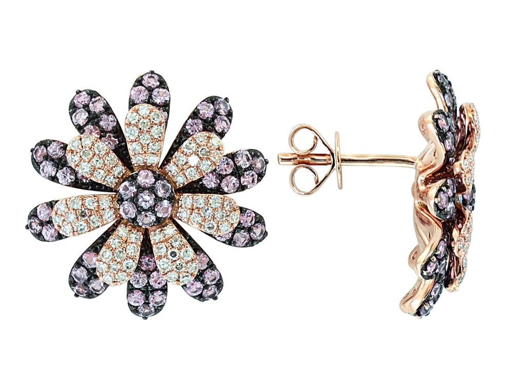 EFFY 14K ROSE GOLD DIAMOND,PINK SAPPHIRE EARRINGS