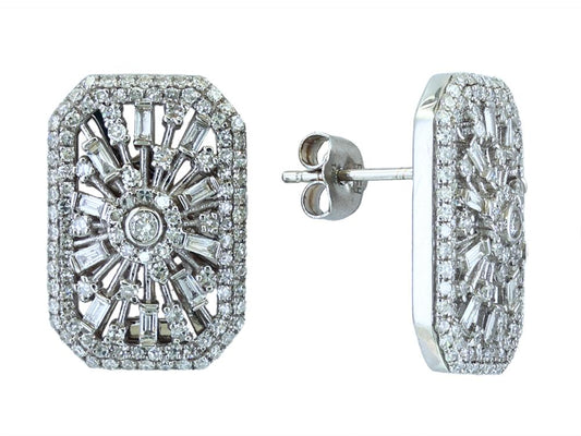EFFY 14K WHITE GOLD DIAMOND EARRINGS