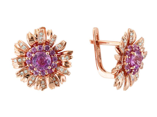 EFFY 14K ROSE GOLD DIAMOND,PINK SAPPHIRE EARRINGS