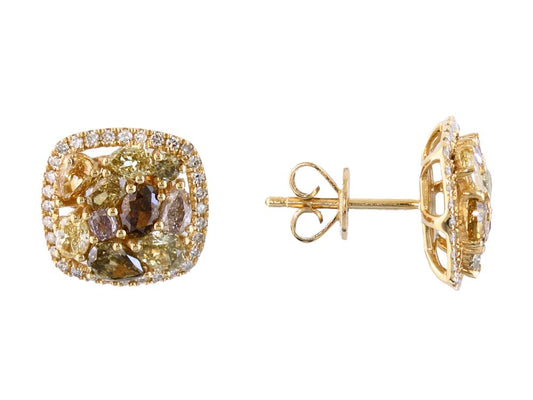 EFFY 14K YELLOW GOLD DIAMOND,MIXED COLOR DIAMONDS EARRINGS