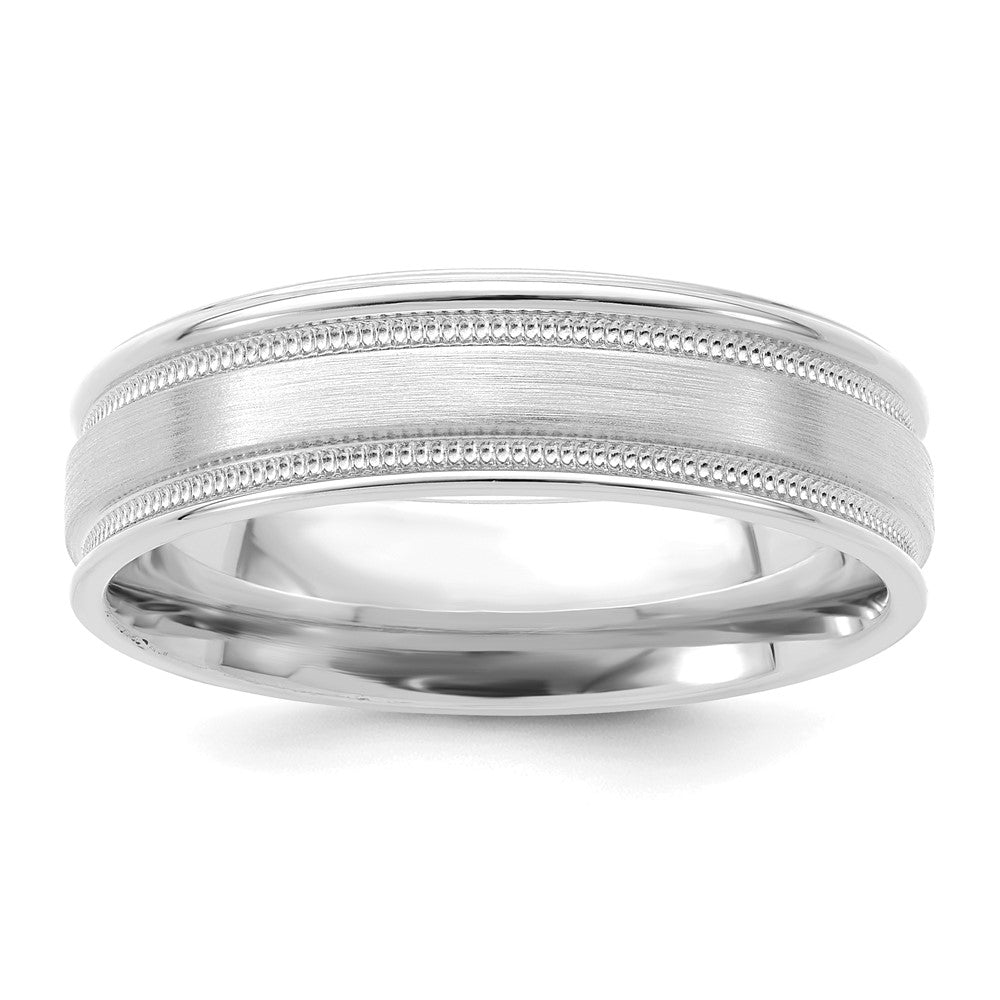 14k White Gold Light Comfort Fit Brush Satin Fancy Band