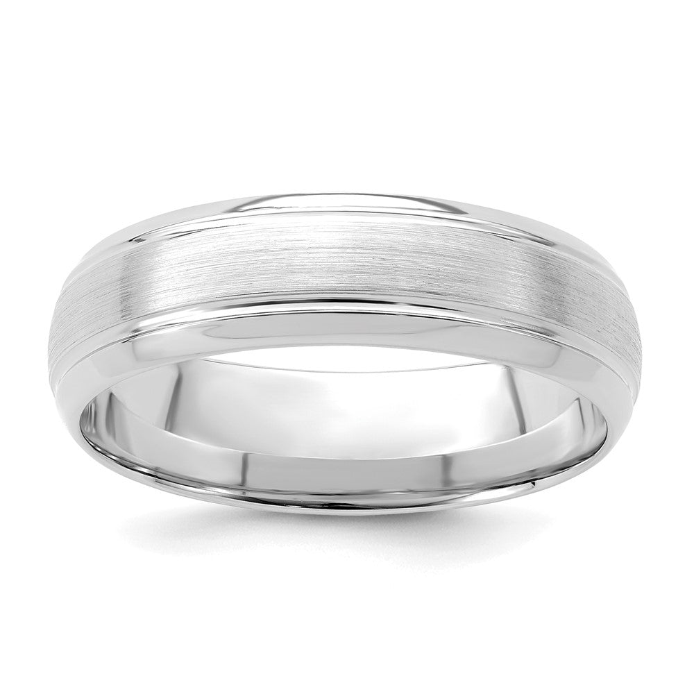 14k White Gold Heavy Comfort Fit Brush Satin Fancy Band