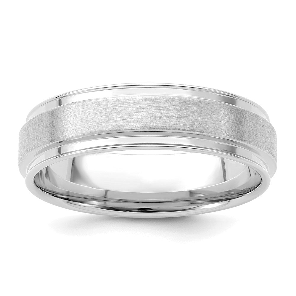 14k White Gold Standard Comfort Fit Brush Satin Fancy Band