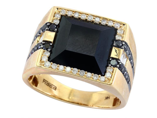 EFFY 14K YELLOW GOLD DIAMOND,BLACK DIAMOND,ONYX RING