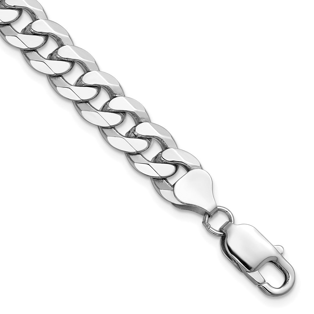 14k White Gold 8.5mm Flat Beveled Curb Chain