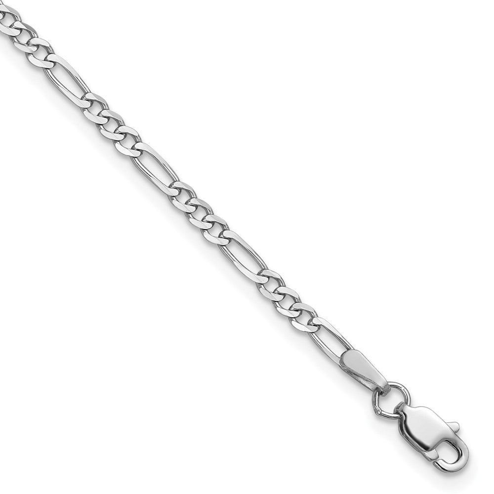 14k White Gold 2.25mm Flat Figaro Chain Anklet