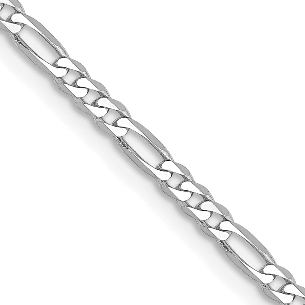 14k White Gold 2.25mm Flat Figaro Chain Anklet