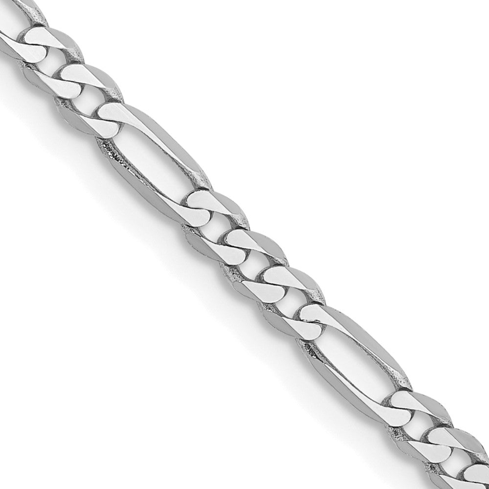 14k White Gold 2.75mm Flat Figaro Chain Anklet