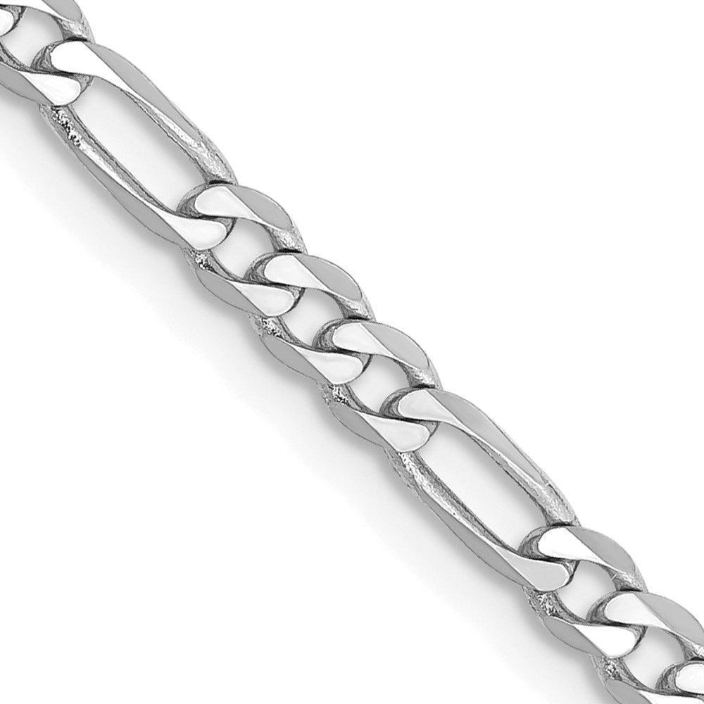 14k White Gold 3mm Flat Figaro Chain Anklet